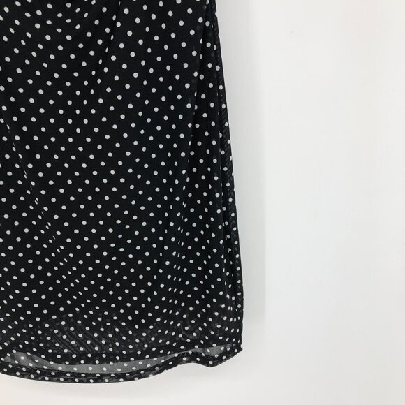 Le Chateau Black white Polka Dot  short sleeve ruched NWT Dress Medium - Picture 9 of 16